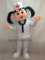 Nurse in White Hat and Suit Mascot Costume