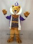 King Lionel Lion Mascot Costume with Purple Clothes and Crown