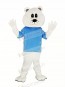 Cute White Bear with Blue T-shirt Mascot Costume Adult