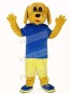 Golden Dog in Blue T-shirt Mascot Costume Animal