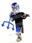 Smiling Devil with Blue Eyes Mascot Costume Cartoon 