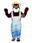 Cute Country Bear with Overall, Glasses & Hat Mascot Costume