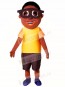 Black Boy with Glasses Mascot Costumes People