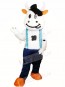 Cow Mascot Costumes with Blue Overalls Animal 