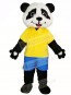 Yellow Shirt Blue Pants Panda Mascot Costumes Animal 