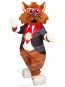 Brown Cat with Glasses Mascot Costumes Cartoon