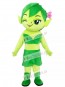 Green Female Elf Wizard with Flower Mascot Costume Cartoon 