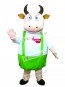 Fat Cow with Blue Overalls Mascot Costume