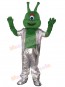 Green Alien in Silver Suit Mascot Funny Costume