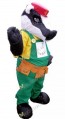 Gray Badger Mascot Costume in Red Hat