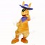 Friendly Adult Kangaroo with Blue Hat Mascot Costumes Adult