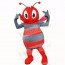 Smiling Grey and Red Bee Mascot Costumes Cartoon